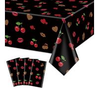 QUERICKY Set da 4 Tovaglie Rettangolari Ghepardo e Ciliegia con Labbra Rosse e Stampa Leopardata per Decorazioni di Compleanno per Ragazze e Donne, Feste di Matrimonio e Addio al Nubilato, 220x130cm