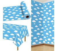 QUERICKY Sky Tovaglia Rotolo 30 m Blu e Bianco Tovaglia Sky Sfondo Storia Tema Decorazioni per Feste di Compleanno Baby Shower