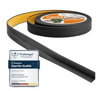 Quest Battiscopa Morbido Adesivo - 10 mm x 10 mm - Striscia di Chiusura Nastro Sigillante Per il Bagno Per la Cucina PVC Flessibile Stretto Decorativo - (Nero, 5m)