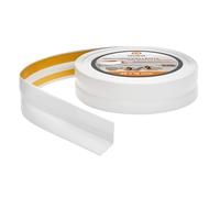 Quest Battiscopa Morbido Adesivo - 25 mm x 15 mm - Finitura Flessibile, Listello in PVC, Profilo Angolare per Cucina, Bagno - Decorativo, Resistente ai raggi UV (Bianco, 10m)
