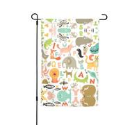 Questa bandiera da giardino con stampa animale dell'alfabeto dello zoo è il benvenuto ospiti a casa tua con unica. Perfetta per qualsiasi terrazza, patio, portico anteriore o veranda e crea