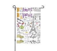 Questa bandiera da giardino con stampa della Torre Eiffel francese di Parigi è il benvenuto ospiti a casa tua con unica. Perfetta per qualsiasi terrazza, patio, portico anteriore o veranda e crea