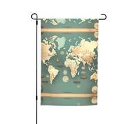 Questa bandiera da giardino con stampa retrò con mappa del mondo è il benvenuto ospiti a casa tua con unica. Perfetta per qualsiasi terrazza, patio, portico anteriore o veranda e crea affascinanti