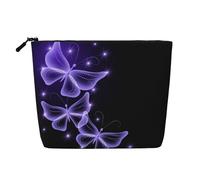 Questa bella borsa cosmetica a strato singolo con stampa a farfalla viola presenta un design categorizzato per riporre i tuoi strumenti da scrittura, forniture artistiche e piccoli oggetti quotidiani