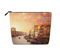 Questa bella borsa cosmetica stampata a strato singolo con vista sul canale di Venezia presenta un design categorizzato per riporre i tuoi strumenti da scrittura, forniture artistiche e piccoli