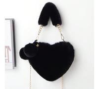 Questa borsa a forma di cuore in pelliccia di coniglio è perfetta per le studentesse coreane. È una carina borsa a spalla/borsa a tracolla/portafoglio a forma di cuore Flanella