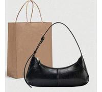 Questa borsa a forma di mezzaluna in pelle cerata vintage alla moda ha un design unico, può essere indossata sulla spalla o tenuta sotto il braccio. La borsa rettangolare nera emana un'aura elegante, 