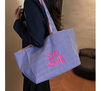 Questa borsa a tracolla in tela a righe reversibile è leggera, casual e minimalista, adatta a giovani donne, principianti e impiegati. È perfetta per l'università, un'ottima scelta per il ritorno a sc