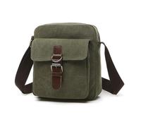 Questa borsa a tracolla in tela lavata presenta due scomparti, uno stile casual, un ampio scomparto principale e una tracolla regolabile, perfetta per il lavoro o per l'uso quotidiano (Verde militare)