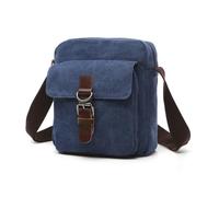 Questa borsa a tracolla in tela lavata presenta due scomparti, uno stile casual, un ampio scomparto principale e una tracolla regolabile, perfetta per il lavoro o per l'uso quotidiano (Blu scuro)