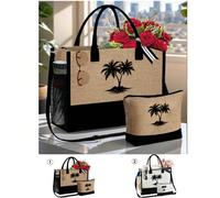 Questa borsa a tracolla in tela nera e kaki presenta un motivo a palma di , rendendola una scelta perfetta per matrimoni, compleanni e vacanze. È anche un ottimo regalo per donne, madri, insegnanti, a