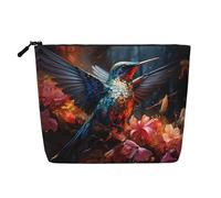 Questa borsa cosmetica a strato singolo con colibrì stampata presenta un design categorizzato per riporre i tuoi strumenti di scrittura e piccoli oggetti di uso quotidiano