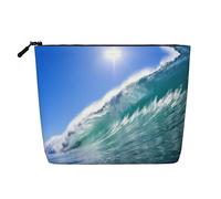 Questa borsa cosmetica a strato singolo con stampa a onde oceaniche presenta un design categorizzato per riporre i tuoi strumenti di scrittura forniture artistiche e piccoli oggetti quotidiani
