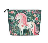 Questa borsa cosmetica a strato singolo con unicorno con capelli rosa presenta un design categorizzato per riporre i tuoi strumenti da scrittura, forniture artistiche e piccoli oggetti quotidiani
