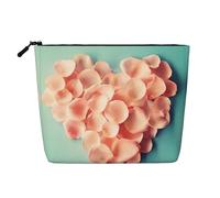 Questa borsa cosmetica stampata a forma di cuore con petali floreali a strato singolo presenta un design categorizzato per riporre strumenti da scrittura, forniture artistiche e piccoli oggetti