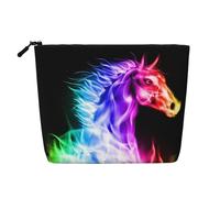 Questa borsa cosmetica stampata a singolo strato con cavallo di fuoco presenta un design categorizzato per riporre i tuoi strumenti di scrittura forniture artistiche e piccoli oggetti quotidiani