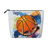 Questa borsa cosmetica stampata a singolo strato con disegno colorato da basket presenta un design categorizzato per riporre i tuoi strumenti di scrittura forniture artistiche e piccoli oggetti