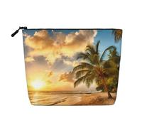 Questa borsa cosmetica stampata a singolo strato con paesaggio oceano e tramonto presenta un design categorizzato per riporre i tuoi strumenti di scrittura, forniture artistiche e piccoli oggetti