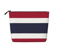 Questa borsa cosmetica stampata a strato singolo con bandiera della Thailandia presenta un design categorizzato per riporre strumenti da scrittura e piccoli oggetti di uso quotidiano