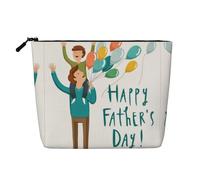 Questa borsa cosmetica stampata a strato singolo con scritta Happy Fathers Day by Son presenta un design categorizzato per riporre i tuoi strumenti di scrittura, forniture artistiche e piccoli oggetti