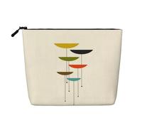 Questa borsa cosmetica stampata a strato singolo con stampe moderne di metà secolo presenta un design categorizzato per riporre strumenti da scrittura e piccoli oggetti di uso quotidiano