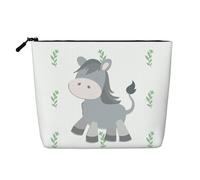 Questa borsa cosmetica stampata a un singolo strato con asino sorridente presenta un design categorizzato per riporre strumenti da scrittura, forniture artistiche e piccoli oggetti quotidiani