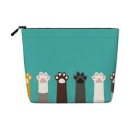 Questa borsa cosmetica stampata a uno strato singolo con zampe di gatto presenta un design categorizzato per riporre i tuoi strumenti da scrittura, forniture artistiche e piccoli oggetti quotidiani