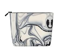 Questa borsa cosmetica stampata mista a strato singolo in bianco e nero presenta un design categorizzato per riporre strumenti da scrittura e piccoli oggetti di uso quotidiano