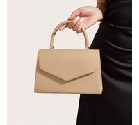 Questa clutch da sera ha una certa capacità, il design a mano è comodo da tenere. Il materiale in pelle con una texture di lichee, abbinato a connettori in metallo raffinati, presenta uno stile sempli