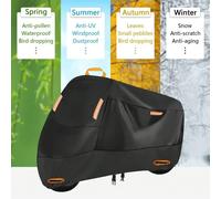 Questa copertura nera per bicicletta/motocicletta all-in-one presenta una feritoia e una tasca portaoggetti, oltre a fasce di riflettenti e fasce elastiche per l'uso notturno. Può contenere da 1 a 3 b