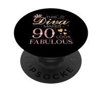 Questa diva fa sembrare il 90 ° compleanno favoloso 90 ° compleanno regina B-day PopSockets PopGrip Adesivo