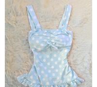 Questa dolce e adorabile canotta crop top casual aderente in stile fiabesco Y2K per donna presenta pois e un carino fiocco. È uno stile dolce e innocente, perfetto come regalo per un'amica o per l'uso