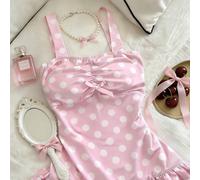 Questa dolce e adorabile canotta crop top casual aderente in stile fiabesco Y2K per donna presenta pois e un carino fiocco. È uno stile dolce e innocente, perfetto come regalo per un'amica o per l'uso