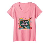 Questa è la mia Era di Terza elementare: Stravagante Avventura Scolastica Maglietta con Collo a V, Donna, Rosa, M
