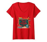 Questa è la mia Era di Terza elementare: Stravagante Avventura Scolastica Maglietta con Collo a V, Donna, Rosso, XXL