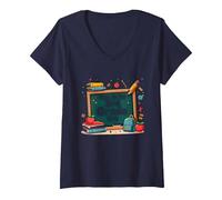 Questa è la mia Era di Terza elementare: Stravagante Avventura Scolastica Maglietta con Collo a V, Donna, Navy, S