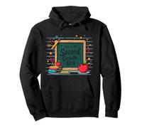 Questa è la mia seconda elementare Scuola Forniture Lavagna Felpa con Cappuccio, Unisex per Adulti, Nero, M
