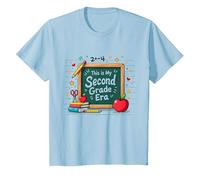 Questa è la mia seconda elementare Scuola Forniture Lavagna Maglietta, Bambini, Celeste, 10 Anni