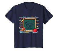 Questa è la mia seconda elementare Scuola Forniture Lavagna Maglietta, Bambini, Navy, 10 Anni