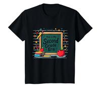 Questa è la mia seconda elementare Scuola Forniture Lavagna Maglietta, Bambini, Nero, 3 Anni