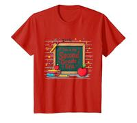 Questa è la mia seconda elementare Scuola Forniture Lavagna Maglietta, Bambini, Rosso, 8 Anni