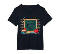 Questa è la mia seconda elementare Scuola Forniture Lavagna Maglietta, Donna Plus-Size, Nero, 2X