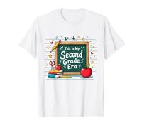 Questa è la mia seconda elementare Scuola Forniture Lavagna Maglietta, Uomo, Bianco, 3XL