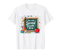 Questa è la mia seconda elementare Scuola Forniture Lavagna Maglietta, Uomo, Bianco, 4XL