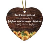 Questa è la storia di una sposa in bianco che canta il giorno del matrimonio del dio che era ed è stare in piedi citazioni a forma di cuore in ceramica ornamento di Natale per albero di Natale