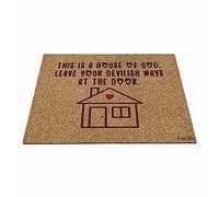 Questa È Una Casa Di Dio, Lascia I Tuoi Modi Diabolici Alla Porta Tappeti D'Ingresso Antisporco Tappeto Ingresso Casa Divertenti Tappetini Porta Dingresso Per Terrazzo Balcone Interno 40X60Cm