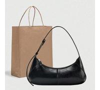 Questa elegante borsa a mezzaluna in pelle cerata di stile retrò per donna presenta un design unico che può essere portata sulla spalla o sotto il braccio. La borsa rettangolare nera emana un'atmosfer