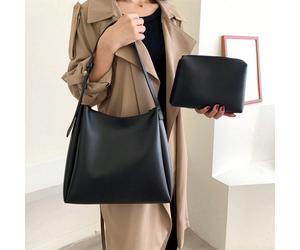 Questa elegante borsa nera in PU presenta una chiusura magnetica e una tracolla rimovibile. Con uno stile casual business, è una scelta ideale per l'ufficio e il lavoro delle donne, oltre a essere un 