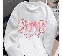 Questa felpa girocollo a maniche lunghe presenta una grafica con la stampa "Dio è buono", comoda e alla moda, casual e versatile, rendendola una scelta ideale per la stagione autunnale/invernale. Adat