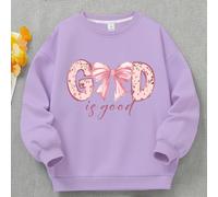 Questa felpa girocollo a maniche lunghe presenta una grafica con la stampa "Dio è buono", comoda e alla moda, casual e versatile, rendendola una scelta ideale per la stagione autunnale/invernale, adat
